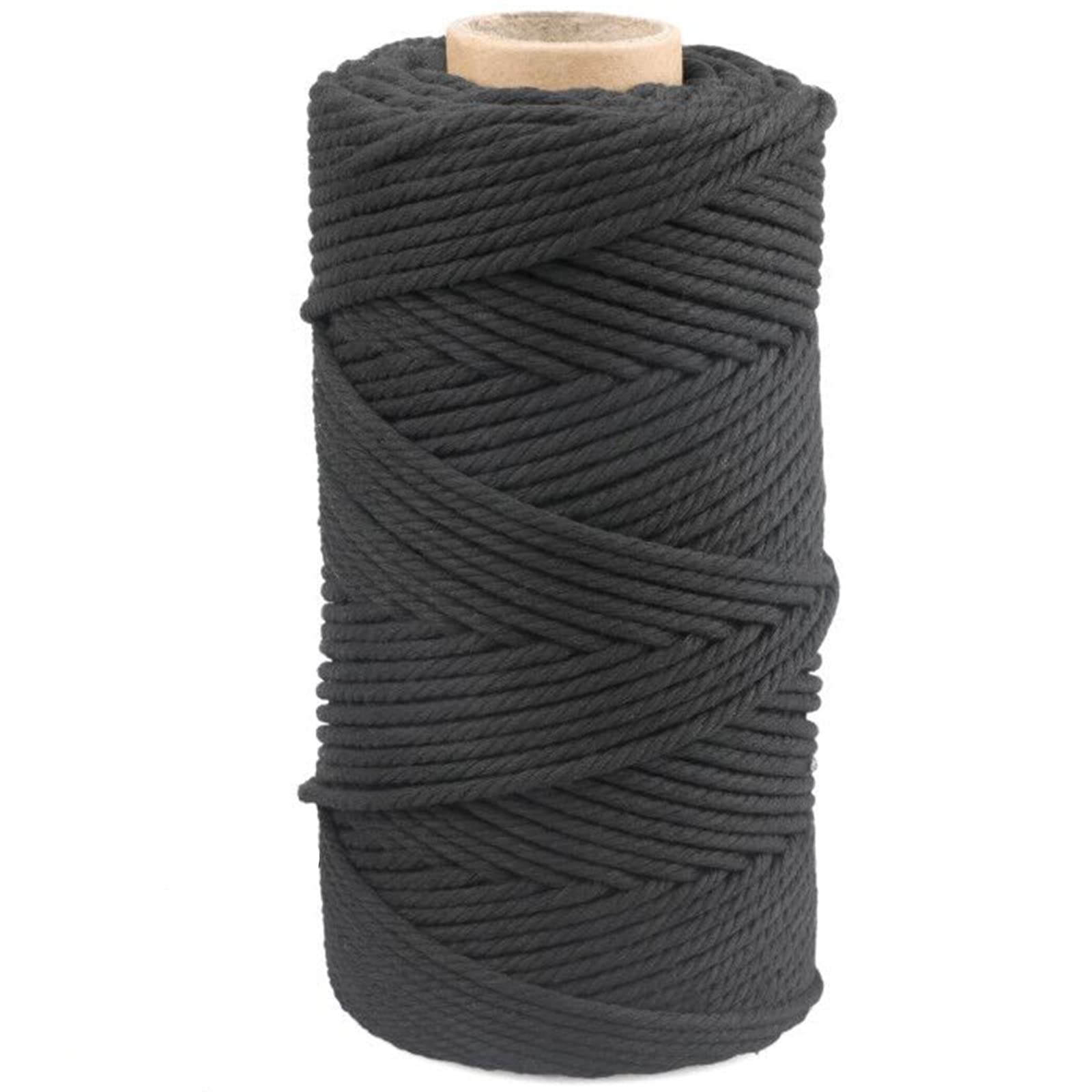 G2PLUS Black Macrame Cotton Rope Cord 4MM Craft Cotton Twine String, 100M Durable Bakers Twine for for Wall Hanging DIY Crafts and Handmade Arts