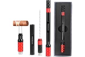 Phoelux Cigar Punch Multitool 4-in-1 Cigar Draw Enhancer Tool, Twin Needle, Retractable and Screw Out Cigar Double End Punch-2 Size Blades Cigar Hole Opener with Gift Box (Red Black)
