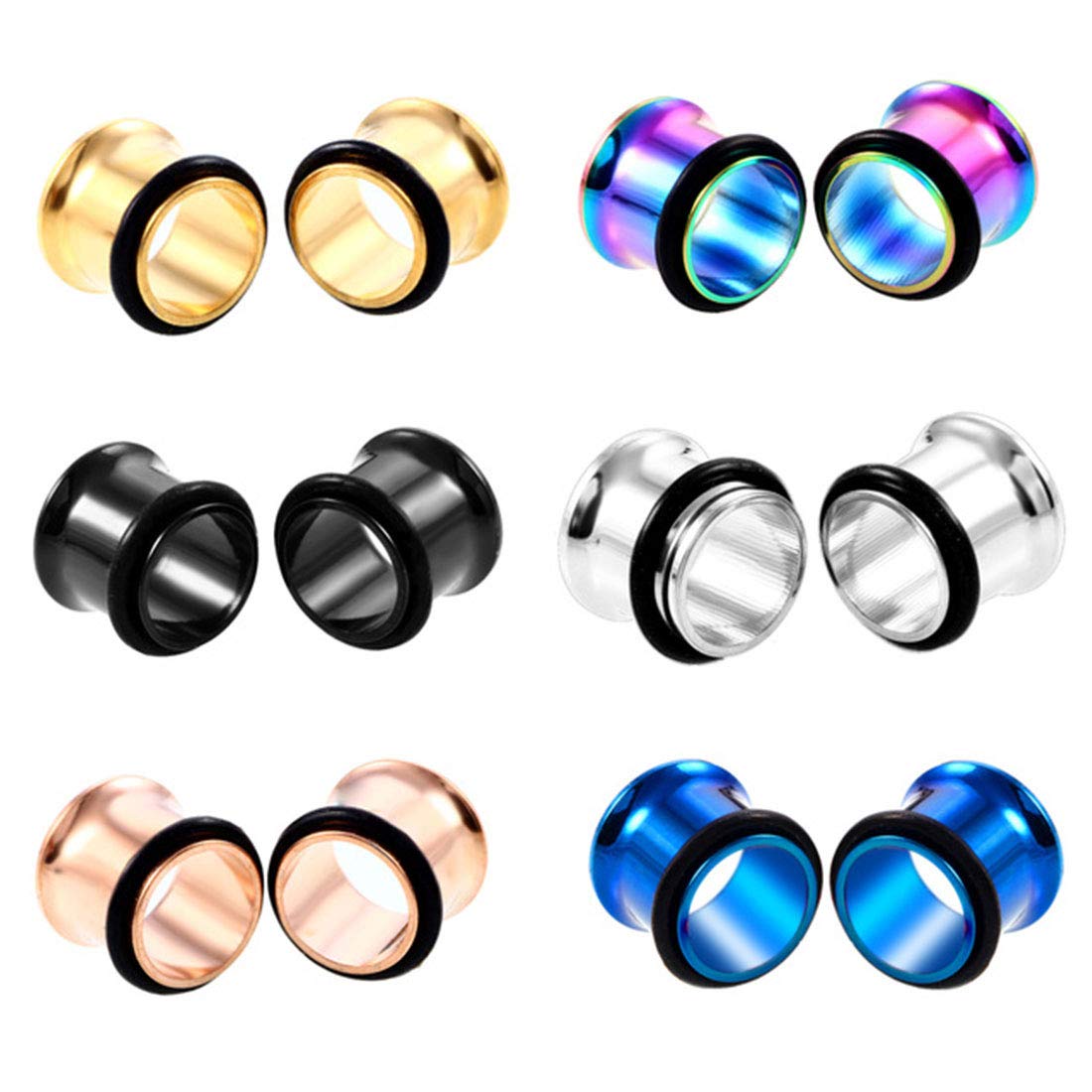 6mm-20mm Ear Tunnels Plugs Stretchers - HuaCan 12Pcs Flesh Tunnels Expanders Stainless Steel Single Flared for Men Women