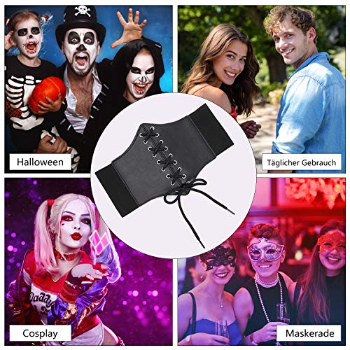 WERFORU Frauen Schwarz Tied Waspie Gürtel, Schnürgürtel, Korsett elastische Taille Gürtel