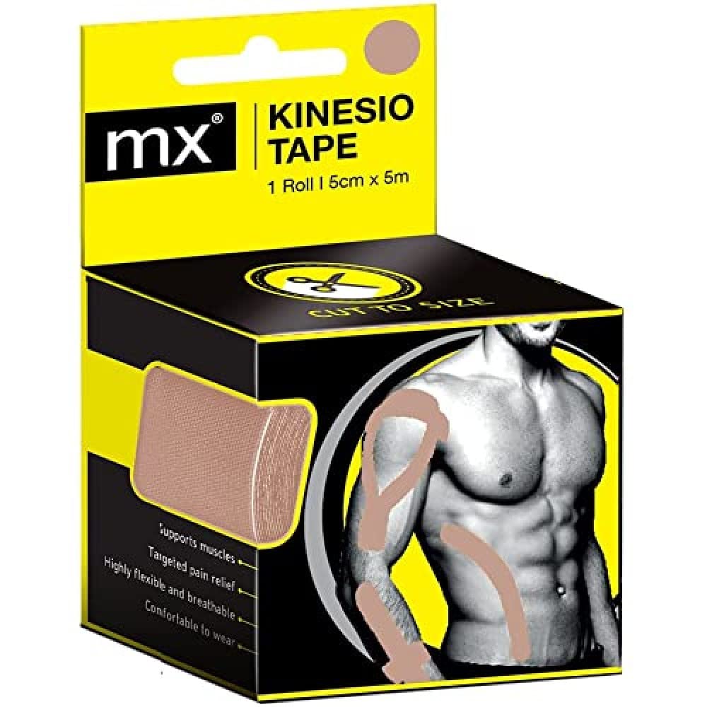 MX Health Kinesiology Tape Roll, 5 Metre Length x 5 cm Width, Beige