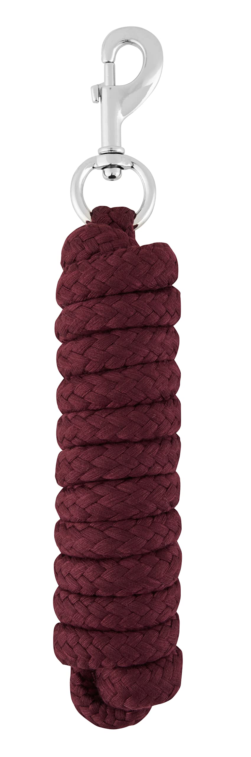 LeMieux Cotton Lead Rope for Horses - Burgundy - Heavy Duty Metal Trigger Clip & Fittings - One Size