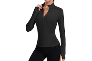 LOMON Women's Athletic Jackets Cropped Long Sleeve Workout Tops Yoga Zip Up Jackets Gym Tops Golf Shirts