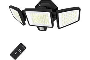 Eclorui LED Security Lights Motion Sensor Outdoor Lights, IP65 Waterproof,5000K White Light,Dusk to Dawn,Flood Lights Outdoor with Adjustable 3 Head,Hardwired Wall Light for Garden Garage Yard-120V