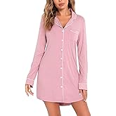 Senert Nightgowns for Women Short/Long Sleeve Sleep Shirt Button Down Night Gowns Maternity Pajamas Nursing Dress Sleepwear