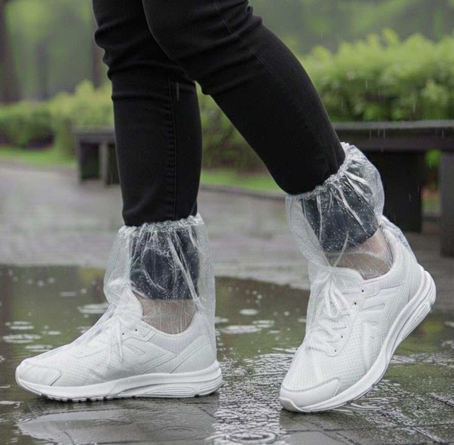 Photo 1 of 12 Pairs Waterproof Shoe Covers for Rain, Non-Slip Disposable Plastic Shoe Ponchos Boot Covers Waterproof, Clear Heavy Duty Rain Shoe Covers for Men and Women, Outdoor and Indoor