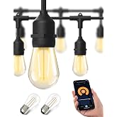 XMCOSY+ Outdoor String Lights, 98FT Smart Dimmable Edison Bulb Patio Lights | Smart App &amp; Voice Control LED String Lights, Custom Schedules, Dimming, Warm White Light for Outside, Yard,Porch, Warerproof