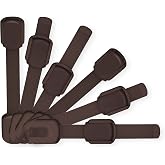 Adjustable &amp; Reusable Child Safety Cabinet Locks &amp; Latches, Baby Proofing Door Window, Cabinet, Toilet, &amp; Refrigerator Lock, Child Safety Strap Locks with Adhesive Pads, Pack of 6, Brown - Wonderkid