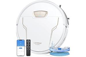 Laresar Clean Robot Vacuum and Mop 4000Pa Suction, 3 in 1 Robotic Vacuums with Self-Charging, 150mins Runtime, App/Remote/Voice Control, Robot Vacuum for Pet Hair, Carpet, Hard Floor(White)