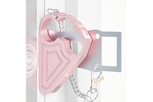 URGEEO Portable Door Lock for Hotel Door Safety- Metal Hotel Door Locks for Travelers Security-Travel Door Lock Latches & Bolts for Additional Safety Prevent Unauthorized Entry,Pink