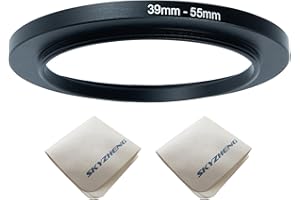 SKYZHENG 39mm Lens to 55mm Camera Lens Adapter 39mm to 55mm Step Up Ring Adapter Ring for All Brands of UV ND CPL, with Premium Lens Wiping Cloth 2 Pack (39mm-55mm)