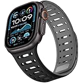 ZZDZZ Compatible with Apple Watch Band 49mm 46mm 45mm 44mm 42mm 41mm 40mm 38mm, Magnetic Silicone Sport Breathable Strap for iWatch Ultra 3/2/1 SE3 Series 11 10 9 8 7-1 (49/46/45/44/42, Black/Gray)