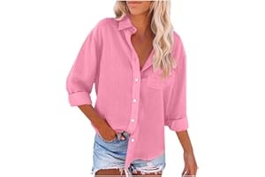 WODCEEKE Womens Button Down Shirts Long Sleeve Cotton Dress Shirts Bussiness Casual Work Blouses Tops with Pocket