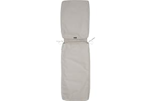 Classic Accessories Ravenna Water-Resistant 72 x 21 x 3 Inch Patio Chaise Lounge Cushion Slip Cover, Mushroom, Patio Furniture Cushion Covers