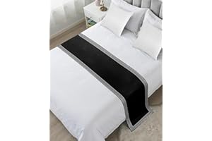 ZFUNCING Greek Art Inspired Geometry Bed Runners for Bedroom Hotel,Decorative Bedding Scarf Abstract Monochrome Black White Bed End Blanket Bedding Runner Scarves for King Size Bed,102x20in