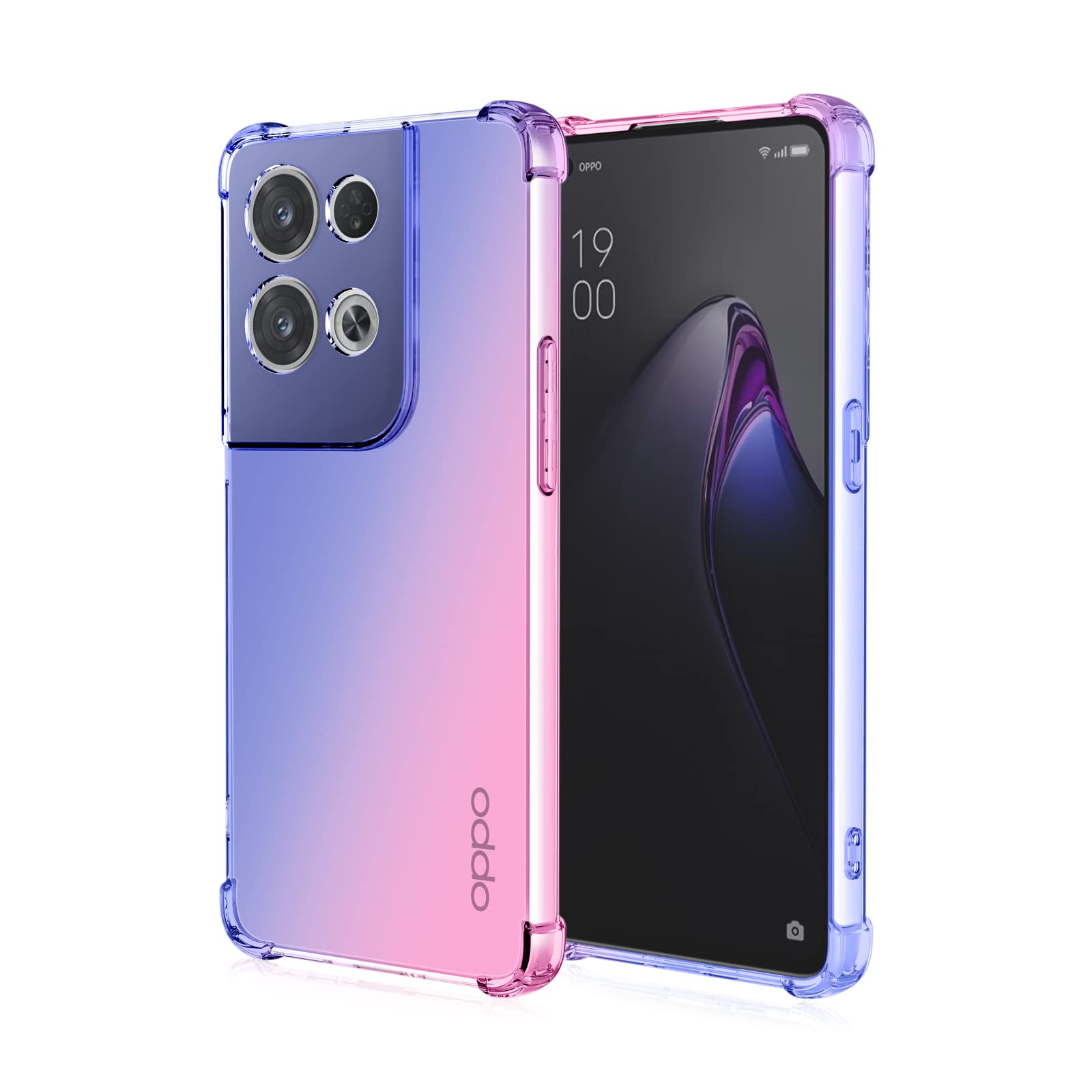 Phase Colorful Translucent Case for Oppo Reno8 Pro 5G (Reno 8 Pro 5G), Soft TPU Silicone Cover with Reinforced Corner -Blue Pink