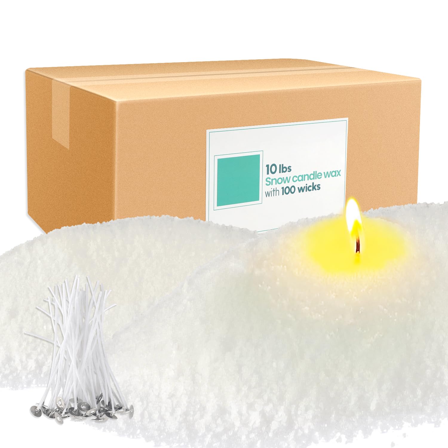 Photo 1 of 10 lb Pearl Wax Sand DIY Set with 100 Wicks, Reusable, Continuous Burning, Unscented Candle Powder, Designed for Handmade Candles, Wedding Celebrations and Party Decorations