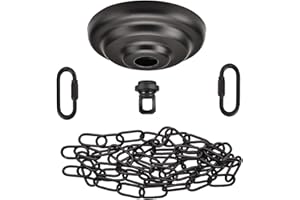 S SANGLE SOPFFY Sangle Soppfy Vingage Canopy Kit and Pendant Light Fixture Chain for Chandelier or Swag Light Fixtures,Maximum Weight of 60 Pounds, 6 feet,Heavy Duty,5 Inches Diameter, Black (Simple Black)…