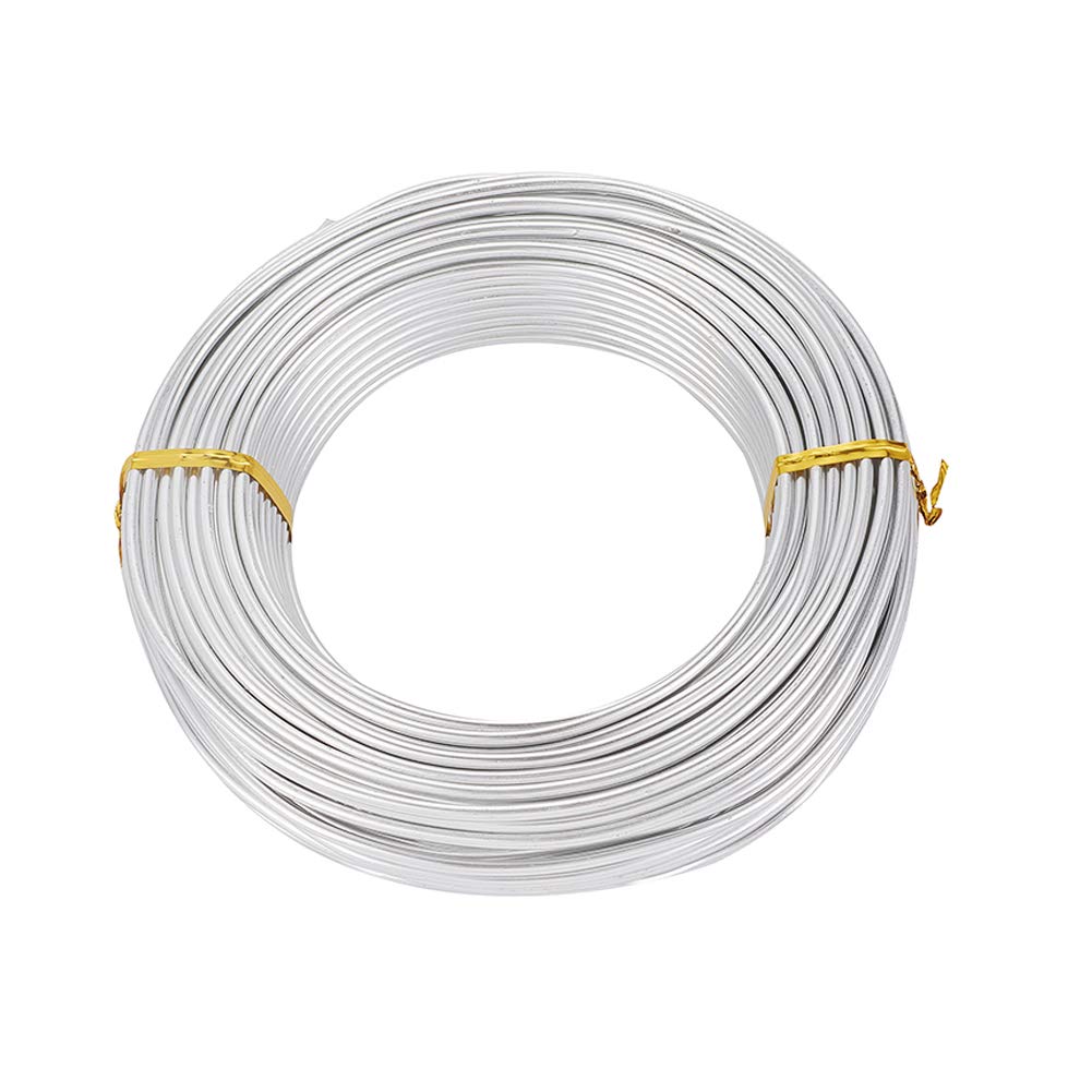 PandaHall 82 Feet/500g Silver Aluminum Wire Flexible 3mm/9gauge Metal Artistic Beading Wire for Floral Jewelry Making