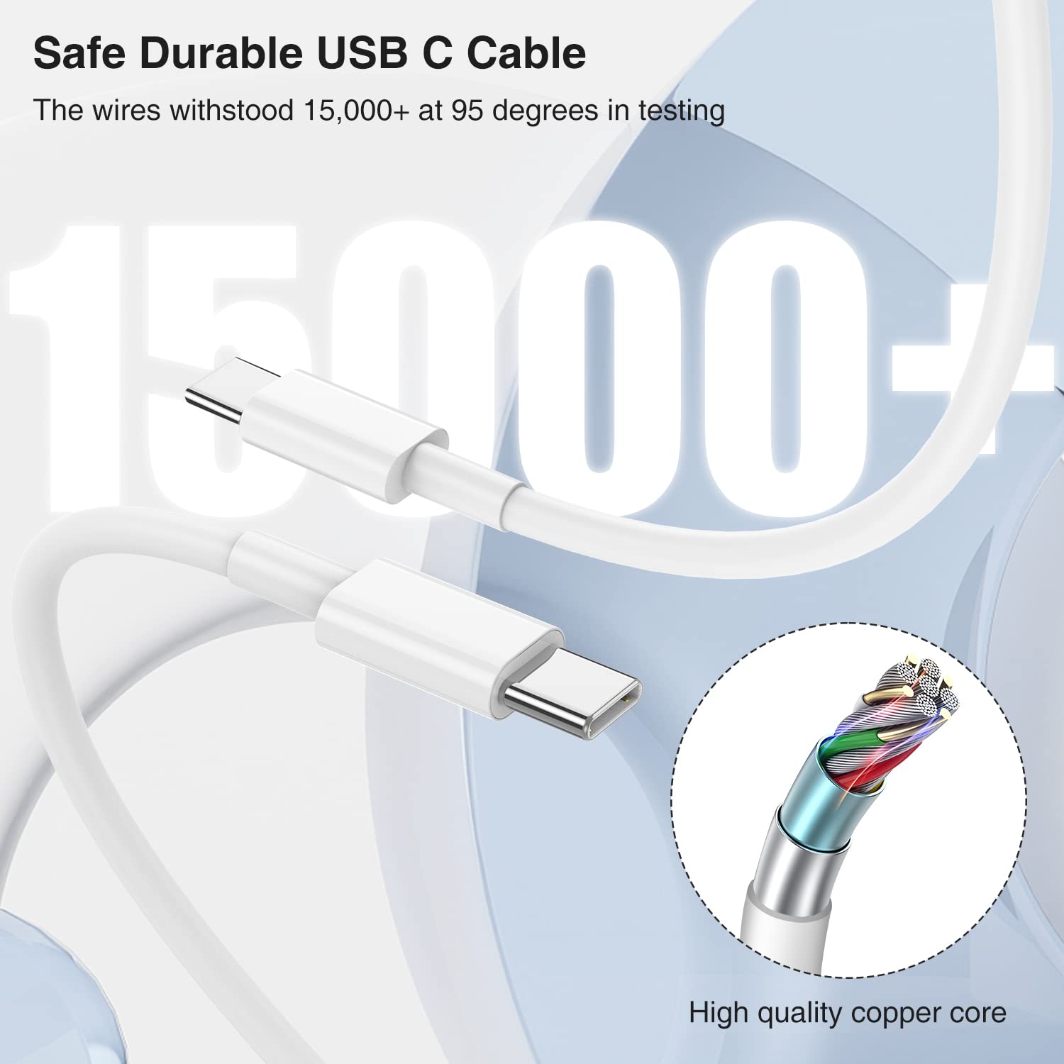 iPhone 17 16 15 Fast Charger 10ft, USB C Charging Block and Long Type C to C Cable Cord, iPad Wall Plug Power Adapter Cube Brick for Apple iPhone 17 Pro Max/17 Air/16 e/16 Pro/15 Plus/15 Mini/Samsung