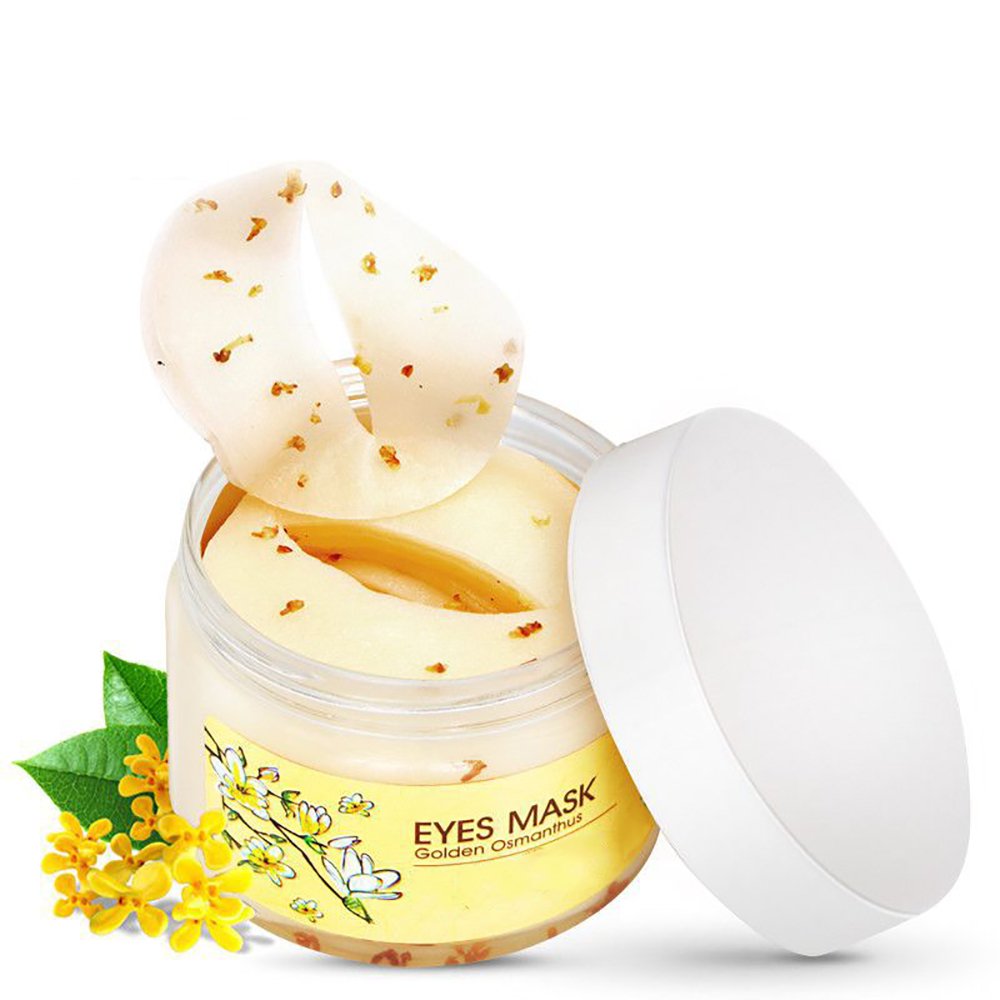 YiKiMira Gold Osmanthus Collagen Eye Mask Anti-Puffiness Anti-Aging Dark Circle Moisturizing Eye Mask 80Pcs/Bottle (Gold Osmanthus)