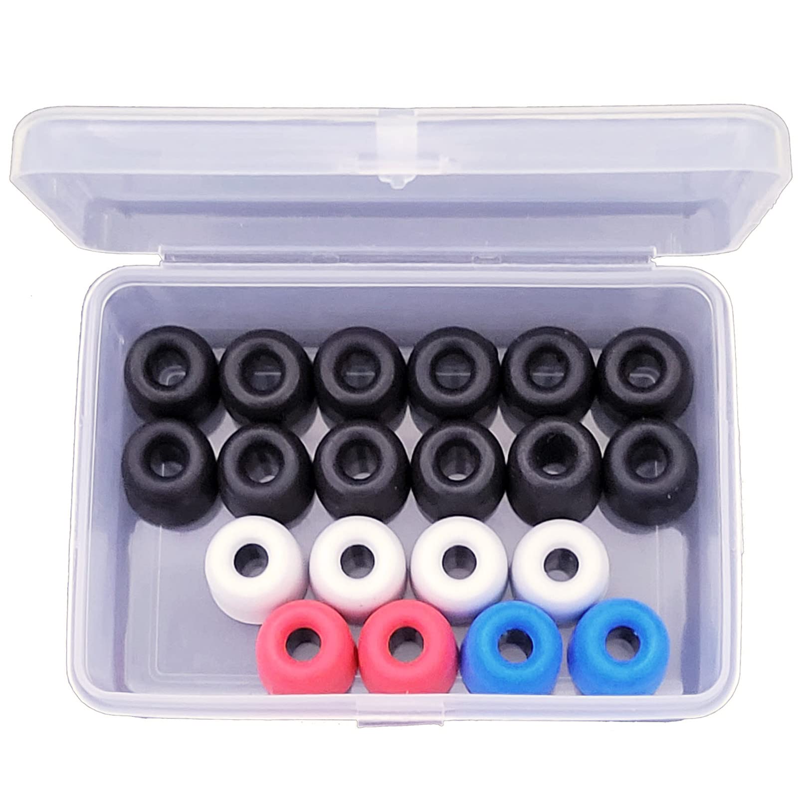 Young Wolf 10 Pairs Memory Foam Earbuds Tips, 4.5-5.5mm, 4 Colors, Noise Isolation, Storage Box, Young Wolf Brand