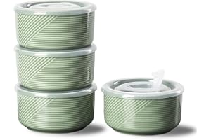 Adewnest Ceramic Bowls with Lids: 20 oz Microwave Safe Food Storage Containers for Soup, Salad, Cereal, Leftovers, Meal Prep,