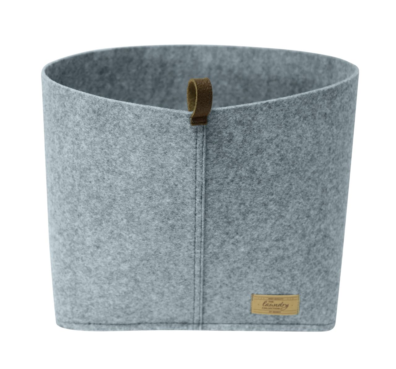 WENKO Feli L Felt Basket with Appliqué and Loop, 10.2 L, Polyester, Gray, 30 x 19 x 18 cm