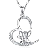 YAFEINI Elephant Necklace 925 Sterling Silver Elephant Pendant Necklaces Animal Jewelry Christmas Gifts for Women Mom