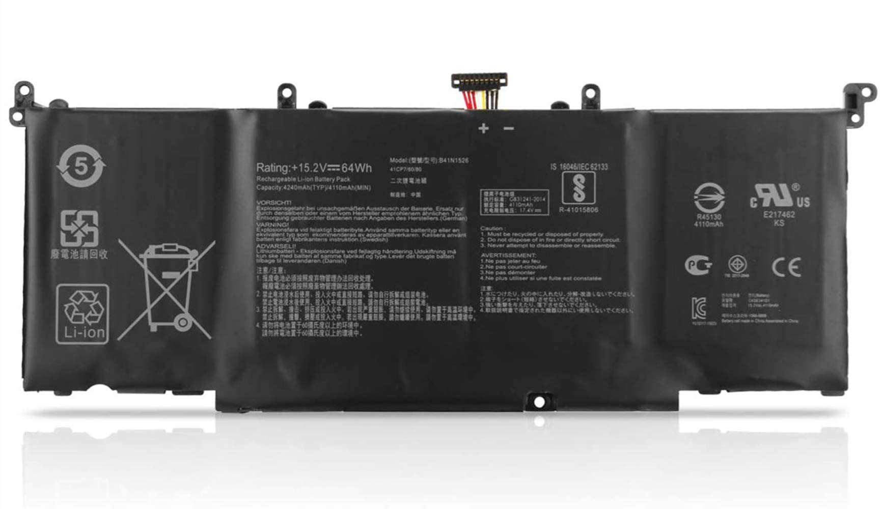 ASKC 15.2V 64Wh B41N1526 Laptop Battery Replacement for Asus ROG S5 S5VT6700 Strix GL502 ROG GL502V GL502VT GL502VM GL502VY Series 4ICP/60/80