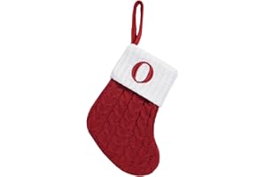 VIVIANYO HD Mini Christmas Stockings with Letters 7inch Knitted Initial Xmas Stockings Red and White Monogram Embroidery Christmas Stocking for Family, Holiday Hanging Decoration (O)