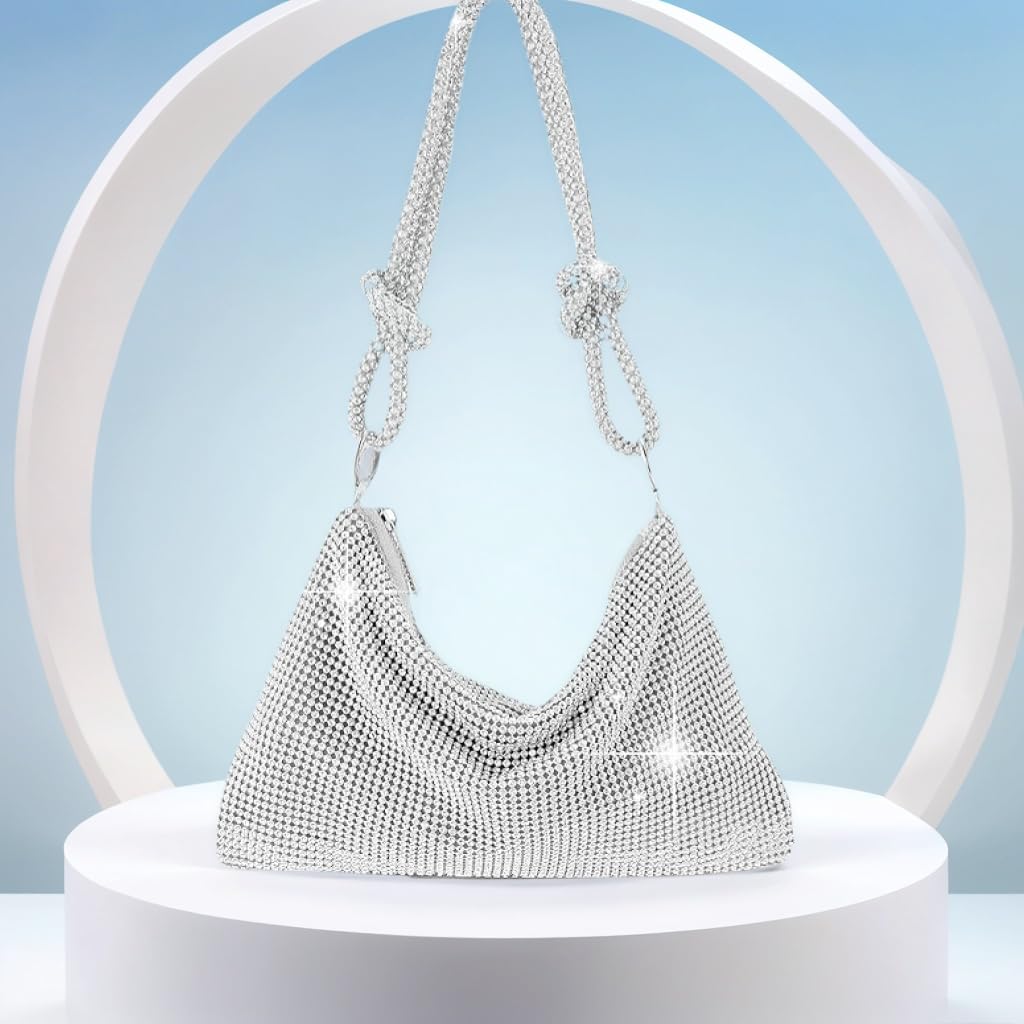 QLBO Women Gold Clutch, Rhinestone Gold Purse Wedding,Evening Clutch Purses For Women 10.2