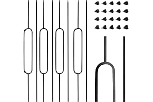 ACNOYEL 10 Pack Wrought Iron Balusters for Staircase Interior, 1/2" x 44" Hollow Deck Spindles Stair Railing Indoor with 20 Fixed Swivel Shoes, Metal Double Twist Ellipse Decorative Stair - Matte Black