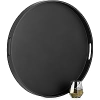 Hanobe Ottoman Tray Serving Decor: Round Large Coffee Table Black Decorative with Handles for Home Living Room