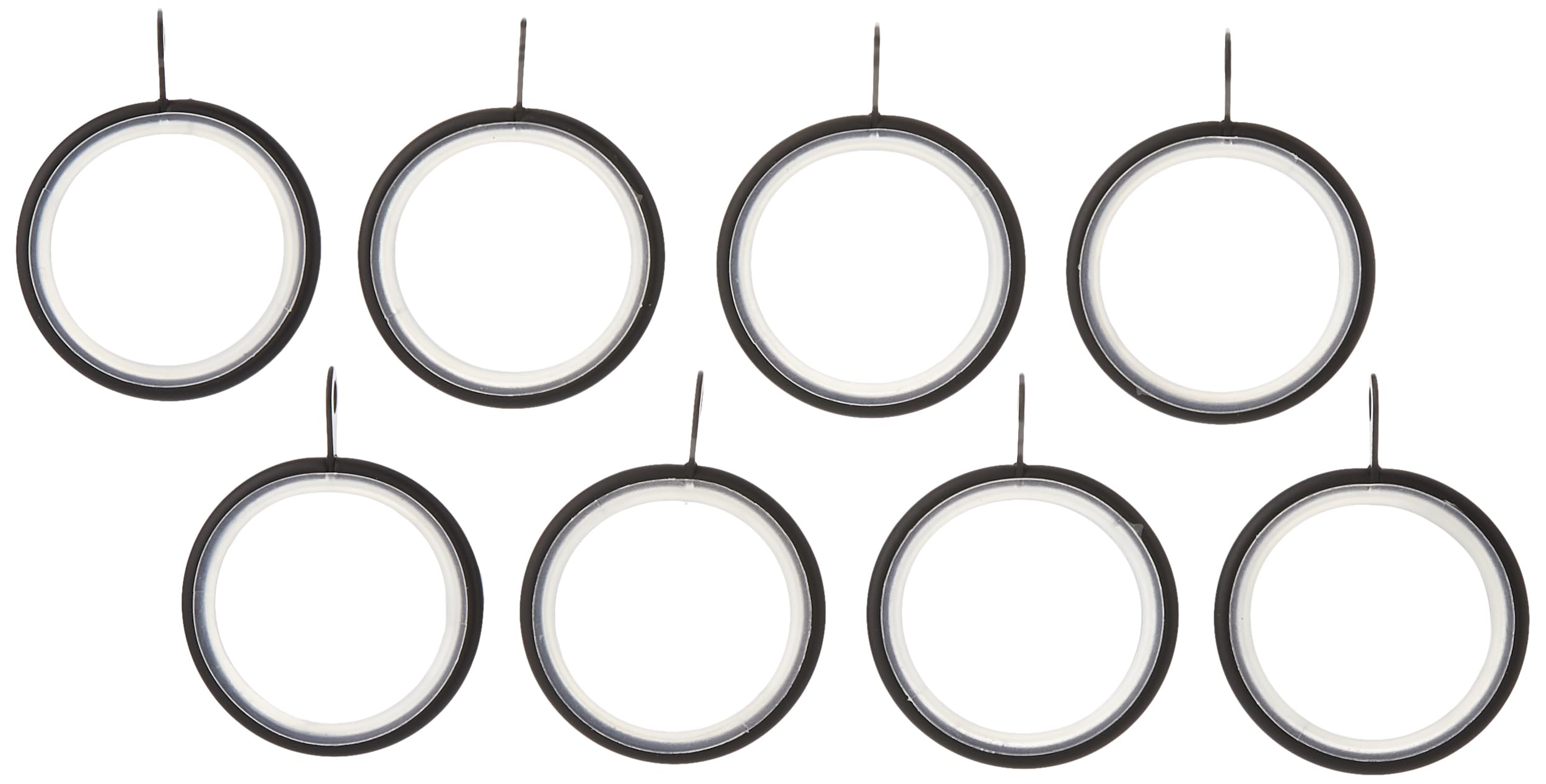 Merriway BH03204 (8 Pcs) Silent Running Metal Curtain Drapery Pole Rod Rings with Fixed Eye, Inner Diameter 32mm (1.1/4 inch) Outer Diameter 42mm (1.5/8 inch) Black - Pack of 8 Pieces