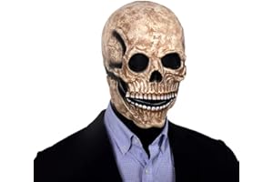 Lofytain Realistic Creepy Halloween Full Head Skull Mask with Movable Jaw, Comfortable Fit (Dark)