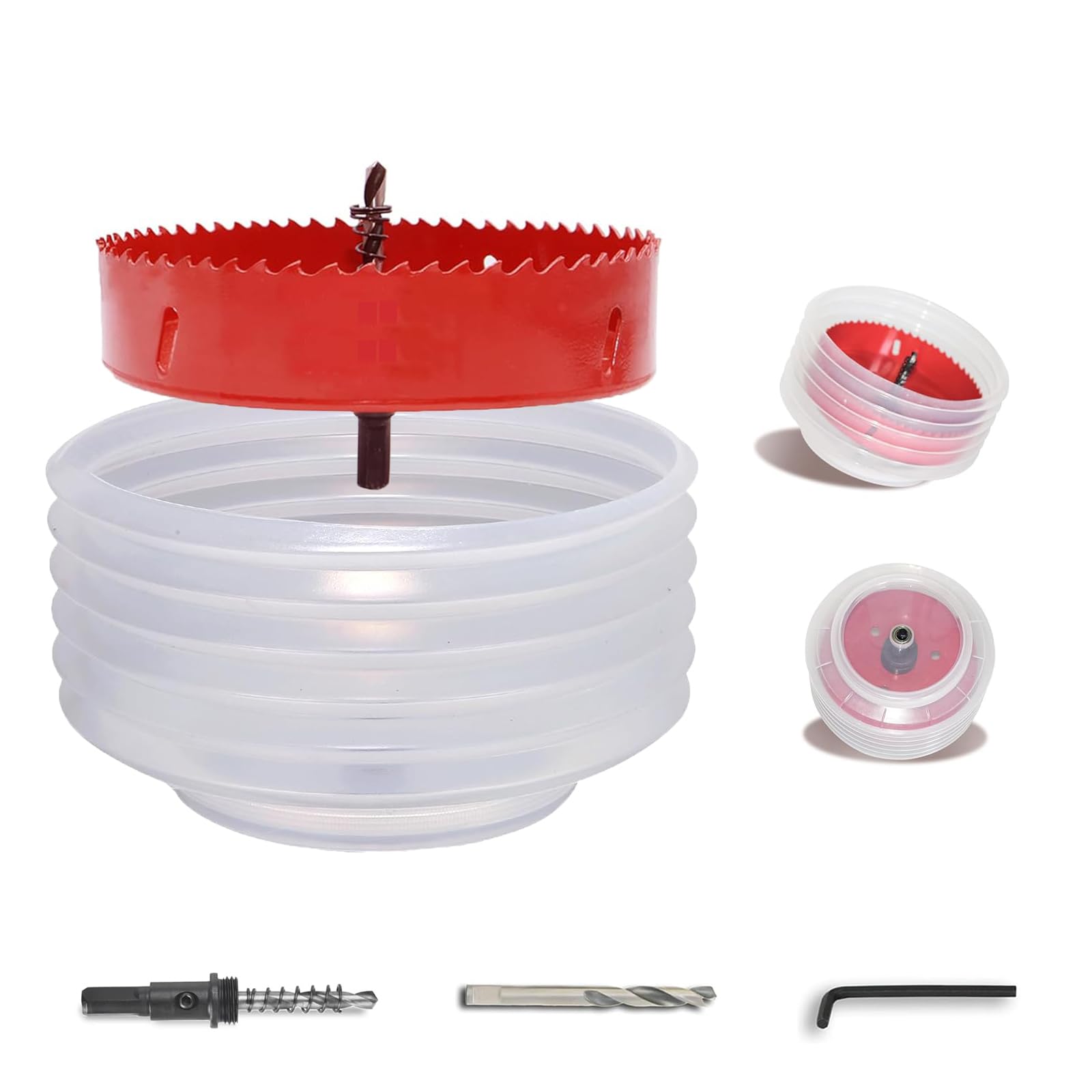 Photo 1 of 6-1/8 Inch Hole Saw with Dust Bowl for Recessed Lights Can Lights HSS Bi-Metal Holesaw Drill Bit Wood Metal Drywall Hole Saw Cutter for PVC,Plastic,Plaster,Gypsum Board