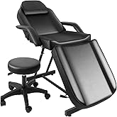 Artist hand Massage Table Adjustable Massage Bed W/Free Barber Stool Spa Bed Salon Massage Equipment Barber Chair Salon Chair (Black)