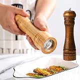 BINHAI 8 Inch Wooden Pepper Mill Set Salt Pepper Grinder Kit with Ceramic view 4