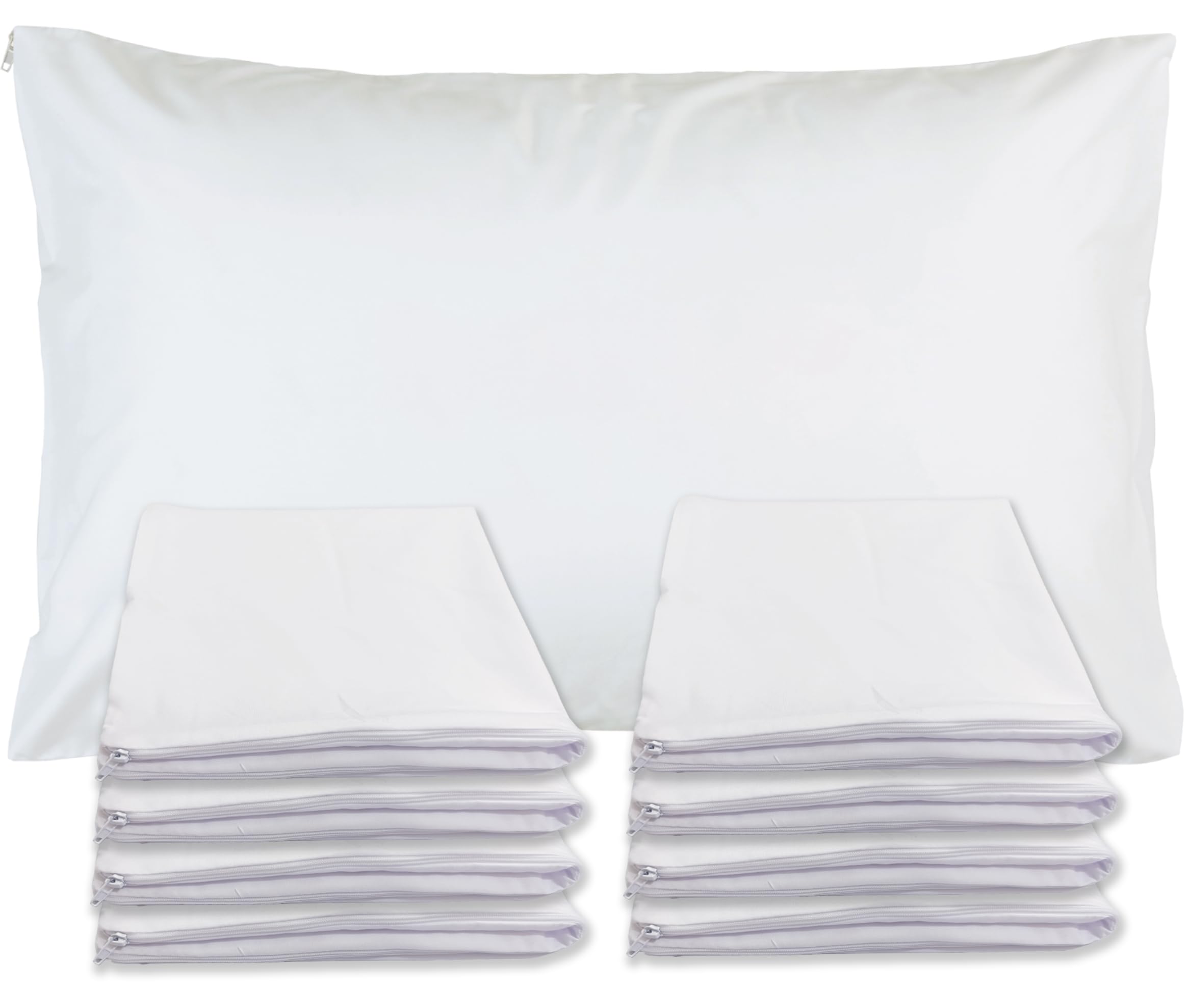Sirenpho Pack of 8 Pillow Protector Zippered Covers 50x75cm, Anti Dust Mite, Anti-Allergy Hotel Quality Plain Pillow Case, Pillow not Included — image 1