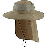 Home Prefer Outdoor UPF50+ Mesh Sun Hat Wide Brim Fishing Hat with Neck Flap Sun Hat for Men Women