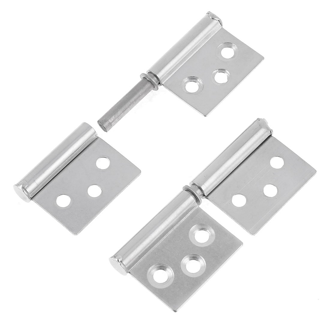 sourcing map 2 Pcs Stainless Steel Flag Type Window Door Cabinet Hinges 3.1" Length