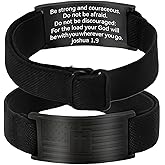 Lyithary Christian Bracelet for Men - American Flag Cross Bible Verse Elastic Stretch Bracelet, Adjustable Black Strap Religious Jewelry Gift for Dad, Husband, Graduation, Father’s Day