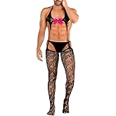 EHSUYAB Men's Sexy Lingerie, Satin Bow, Fishnet Lingerie, Gift For Him