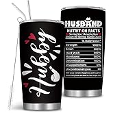 MoYueno Gifts for Husband from Wife, 20oz Husband Tumbler, Husbands Gifts for Birthday Wedding Anniversary Thanksgiving Christmas, Romantic Gift for Him, Hubby Tumbler with Straw, 1 PCS