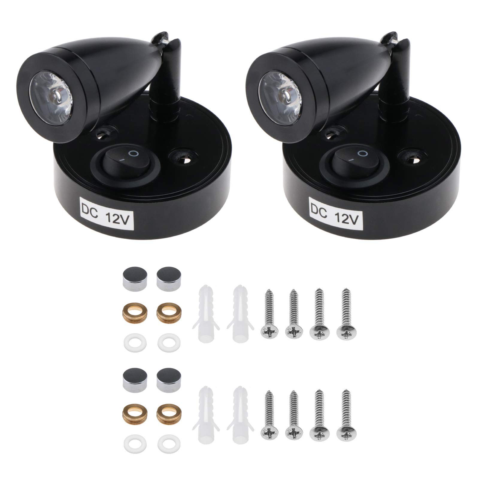 Be In Your Mind Pair Of 12V 3W LED Interior Spot Reading Light Adjustable Switch Warm Light With Screw Fitthings For Camper Motorhome Caravan Van Boat