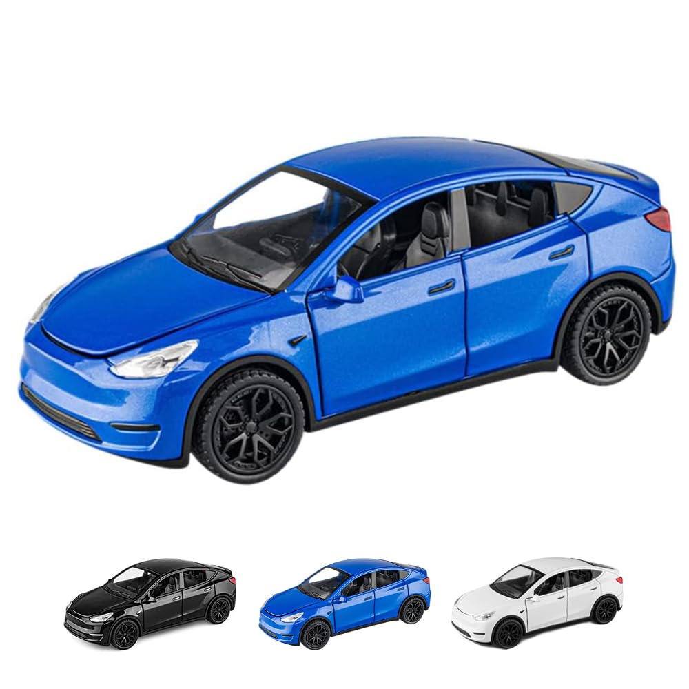 Photo 1 of 1/32 Scale Diecast Car Model Y, Alloy Diecast Toy Cars Pull Back Toys with Sound and Light, Vehicles Toys for Kids Gift Car Lovers Collection (1/32 Model Y -Blue)