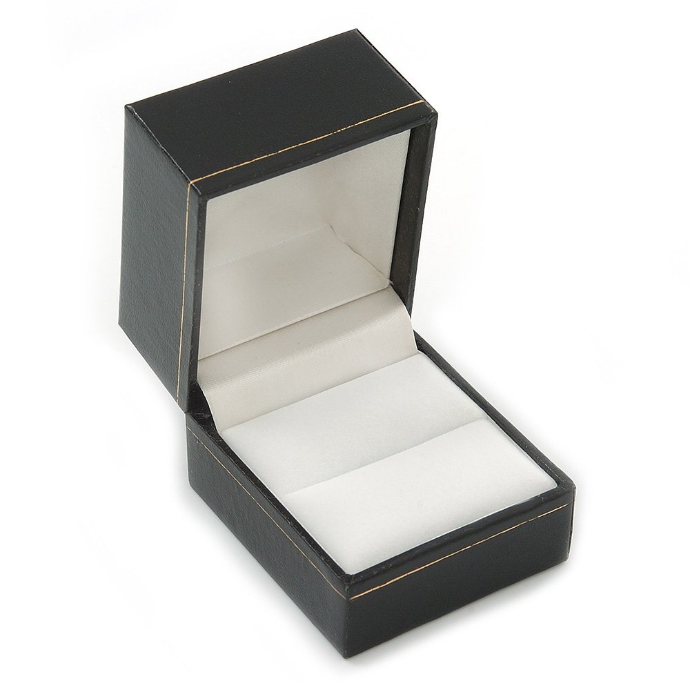 Avalaya Large Black Leatherette Ring Box