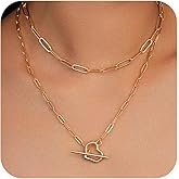 Andsion Non Tarnish 14k Gold Plated Layered Necklaces for Women Trendy, Sliver Stackable Dainty Herringbone | Paperclip | Rope | Cuban Chain Necklace Adjustable Jewelry Gift for Women