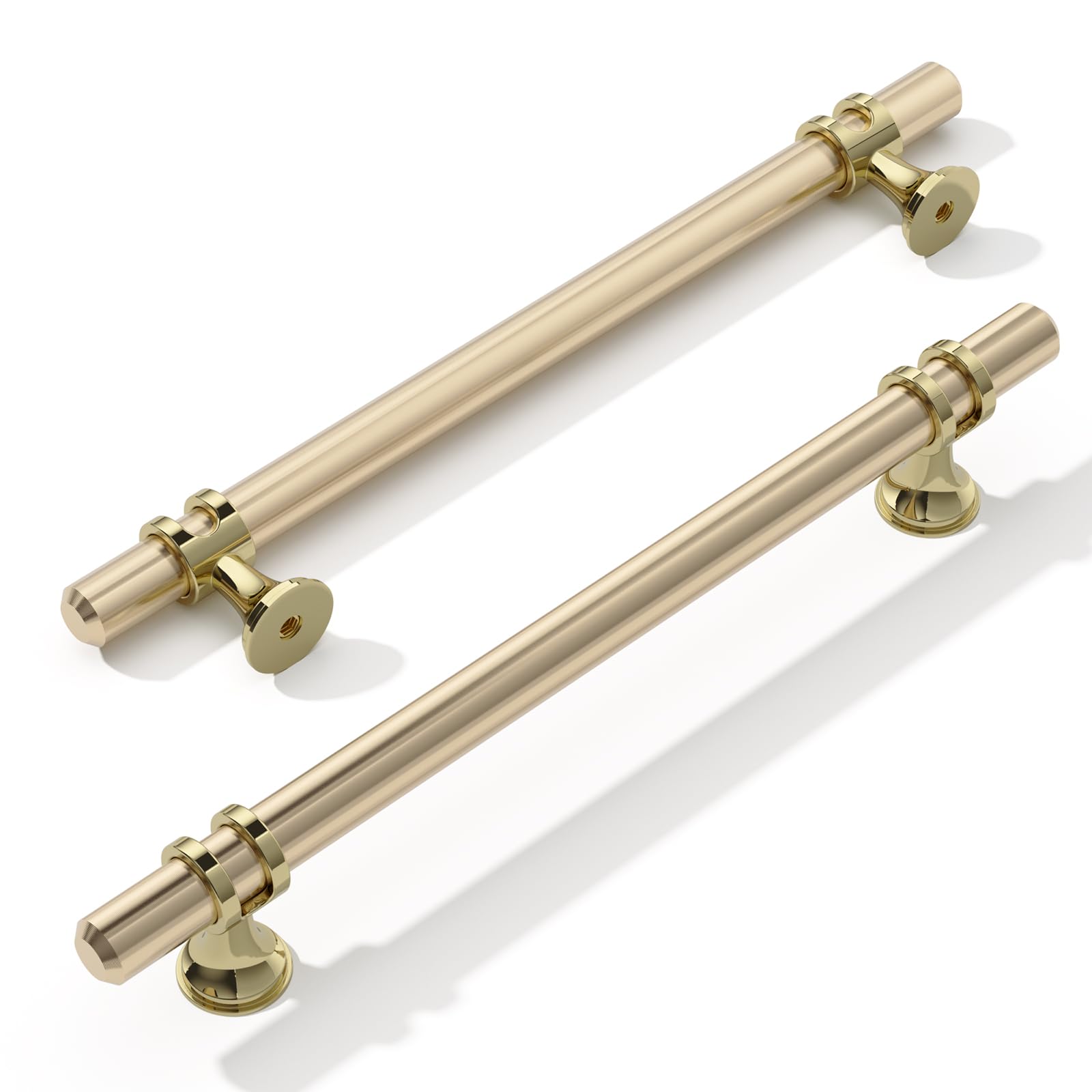 FURNIWARE Pack of 5 Cabinet Handles, Hardware Drawer Pulls, Zinc Alloy + Aluminum Kitchen Cabinet Door Handles Pull, 160mm(6.3 Inch) Hole Center Gold + Oxidized Bright Gold